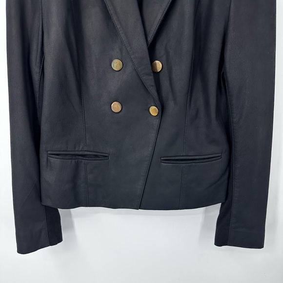 Savi Lamb Leather Blazer Nappalon Double Breasted Coat Womens Medium | P112 - Picture 4 of 9